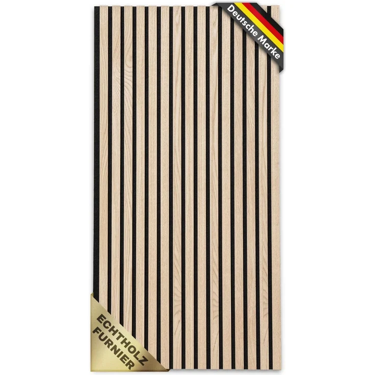 KARAT Akustikpaneele - Wandpaneele mit Echtholzfurnier für eine angenehme Raumakustik - Lamellenwand Holz und Filz - Wandverkleidung als Schallschutz, Schalldämmung (White Oak, 118 x 60 cm)