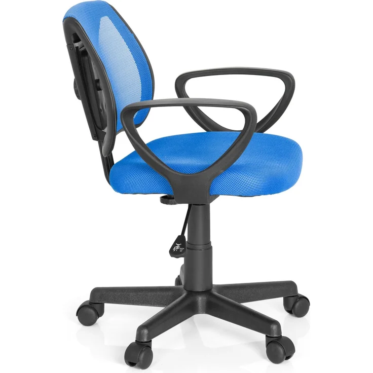 hjh OFFICE 725100 Kinder- und Jugenddrehstuhl KIDDY CD Netzstoff Blau höhenverstellbarer Schreibtischstuhl mit Armlehnen – Bild 4