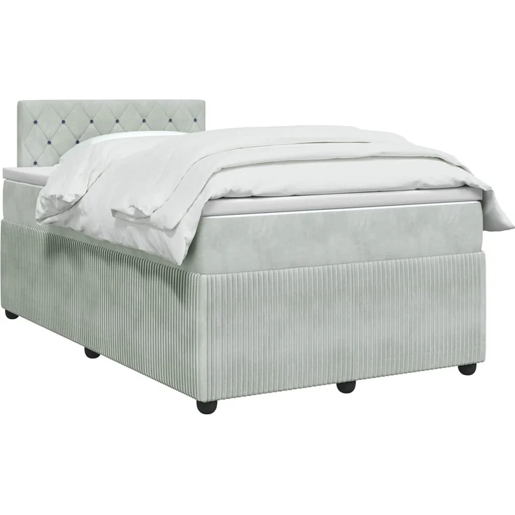 vidaXL Boxspringbett mit Matratze Hellgrau 120 x 190 cm Samt 3451631 – Bild 3