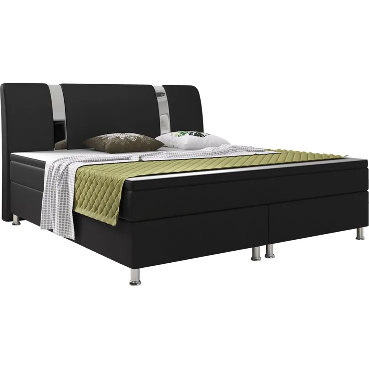 Boxspringbett Riva 180x200 cm Kunstleder Schwarz