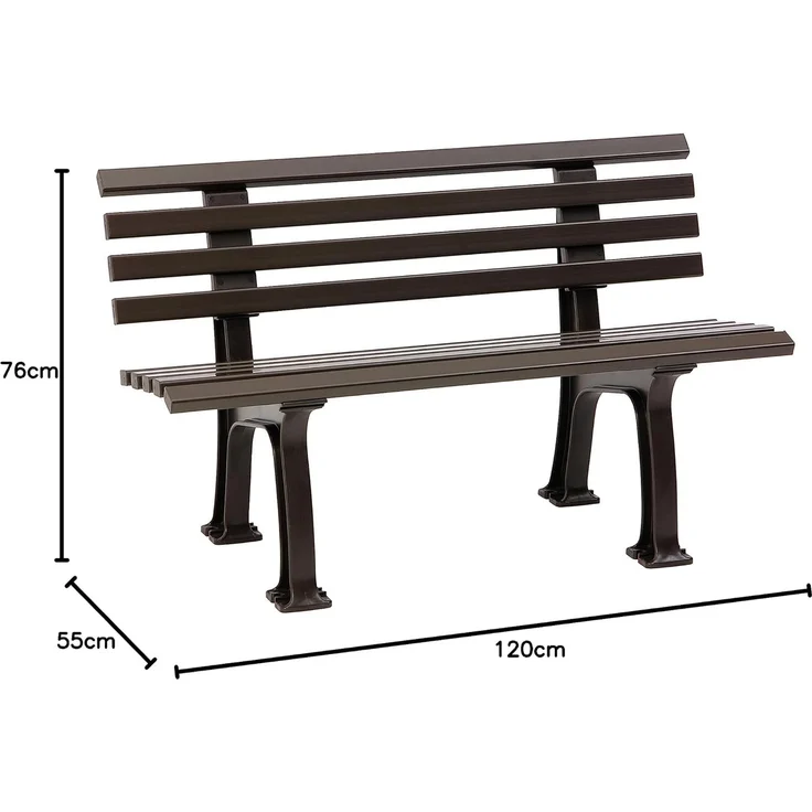 Blome 'Ibiza' Parkbank, 2-Sitzer, Kunststoff, Braun, 75 x 55 x 120 cm – Bild 5