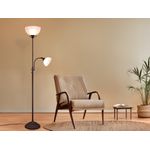 'Country' Großer Deckenfluter im Landhausstil mit Leselampe, Metall rost / weiß, Höhe: 184cm