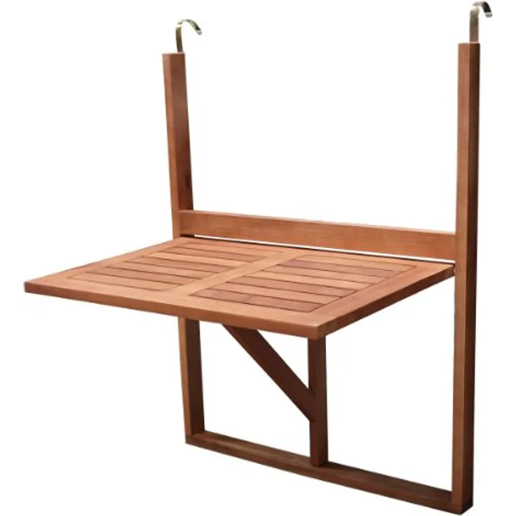 DEGAMO Balkonhängetisch Hängetisch 60x40cm klappbar, rechteckige Tischplatte, Akazienholz braun geölt