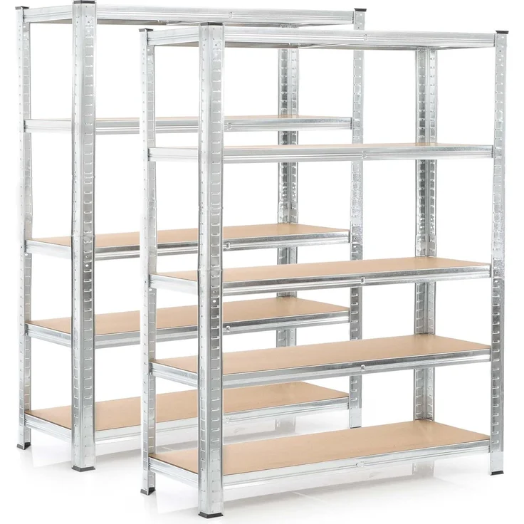 Wiltec Set 2X Schwerlastregal 180 x 120 x 40 cm, 875 kg Gesamtlast, Steckregal verzinkt aus Stahl, Lastenregal mit 5 Ablagen, Werkstattregal – Bild 1