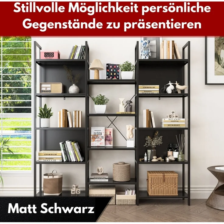 Coemo Regalwand Chicago aus Metall mit 9 Ebenen, 14 Ablageflächen Schwarz – Bild 7