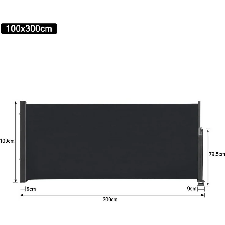 FIVMEN Markise Seitenmarkise, Ausziehbar Sichtschutz Markise, Anthrazit,100/120/140cm Seitliche Vordächer für Terrasse Balkon Garten – Bild 1