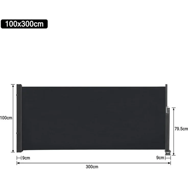 FIVMEN Markise Seitenmarkise, Ausziehbar Sichtschutz Markise, Anthrazit,100/120/140cm Seitliche Vordächer für Terrasse Balkon Garten