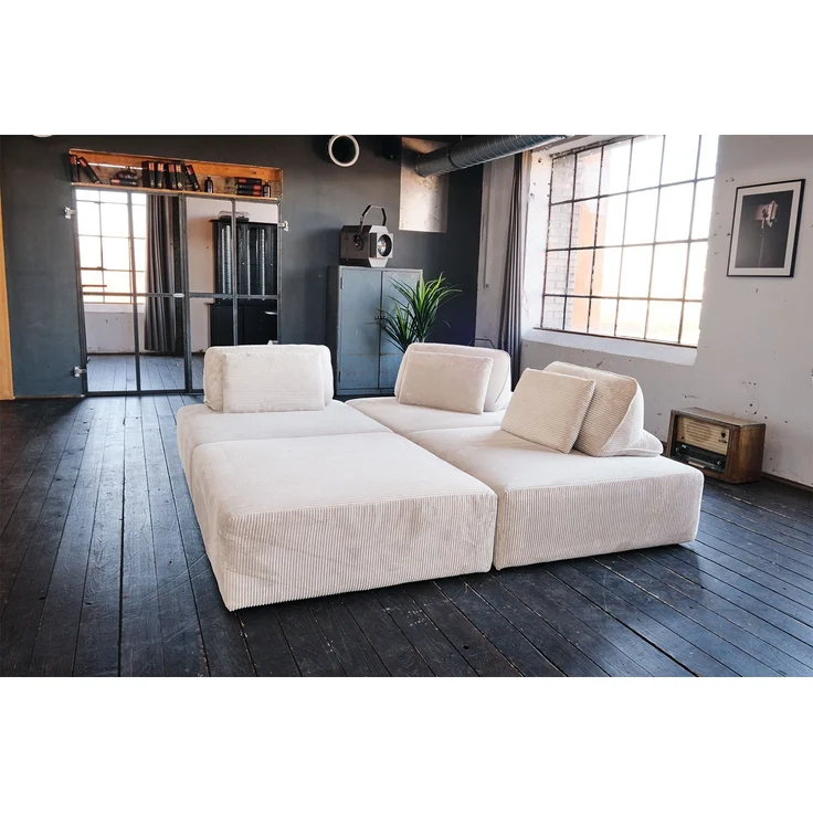 KAWOLA Modulsofa WIOLO SOFT 4 Module 4 Rückenkissen Cord cremeweiß 84 x 222 x 333 cm – Bild 8
