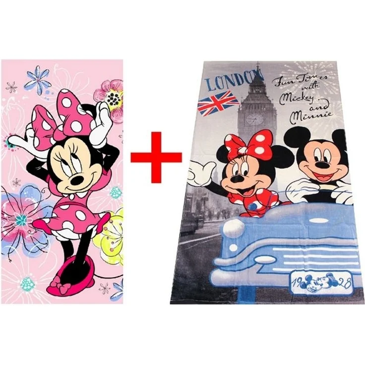Disney Strandtücher Disney Minnie Maus + Micky Maus Handtuch 70x140cm 2er-Set, Frottee (2-St) – Bild 3