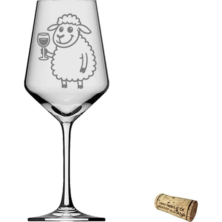 eXODA Weinglas Gravur Puppa Schaf trinkt Wein 350ml spülmaschinenfest, 1-tlg, Glas, Atemberaubende Darstellung – Bild 1