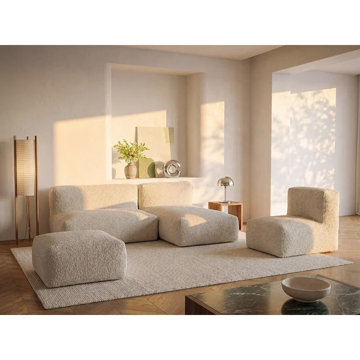 Vente-unique - Sessel - Bouclé-Stoff - Cremeweiß - NOUMARA – Bild 6