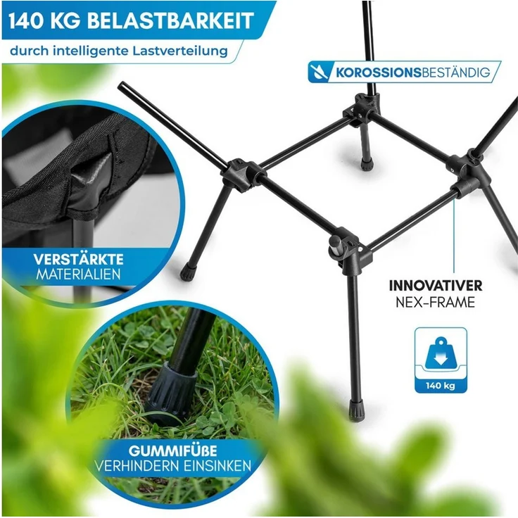 Nordmut Campingstuhl faltbar ultraleicht, klappbar leicht, Camping Outdoor, Angeln (Spar-Set, 1 St), kleines Packmaß, 140 kg belastbar, Aluminium, bequem, Trekking, Strand – Bild 4