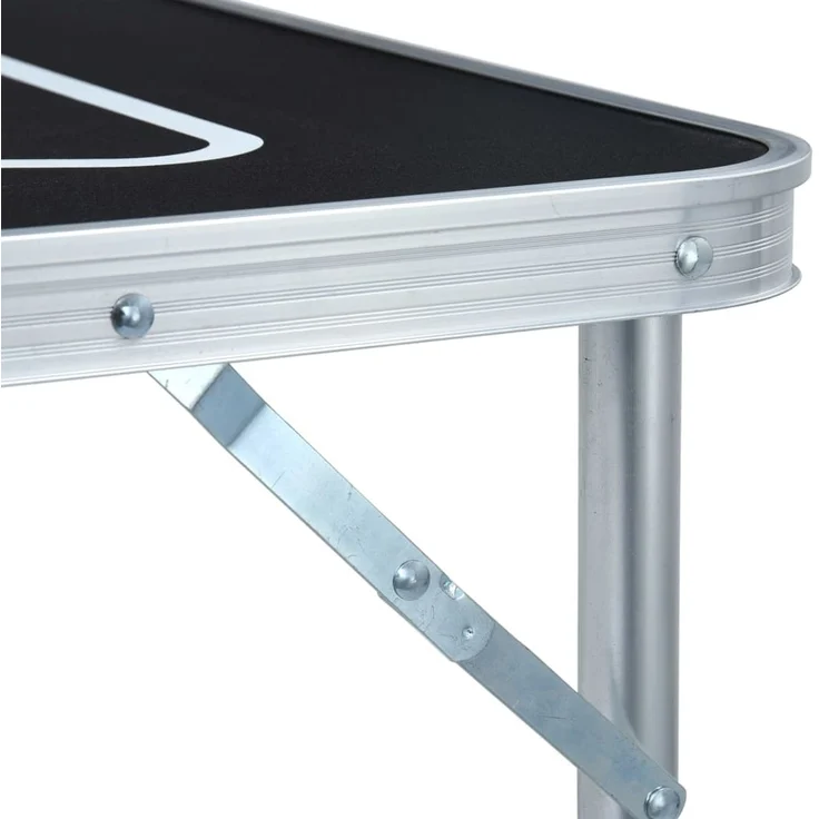 vidaXL Klappbarer Bier-Pong-Tisch, Aluminium schwarz, 60x240 x (54-76) cm – Bild 7