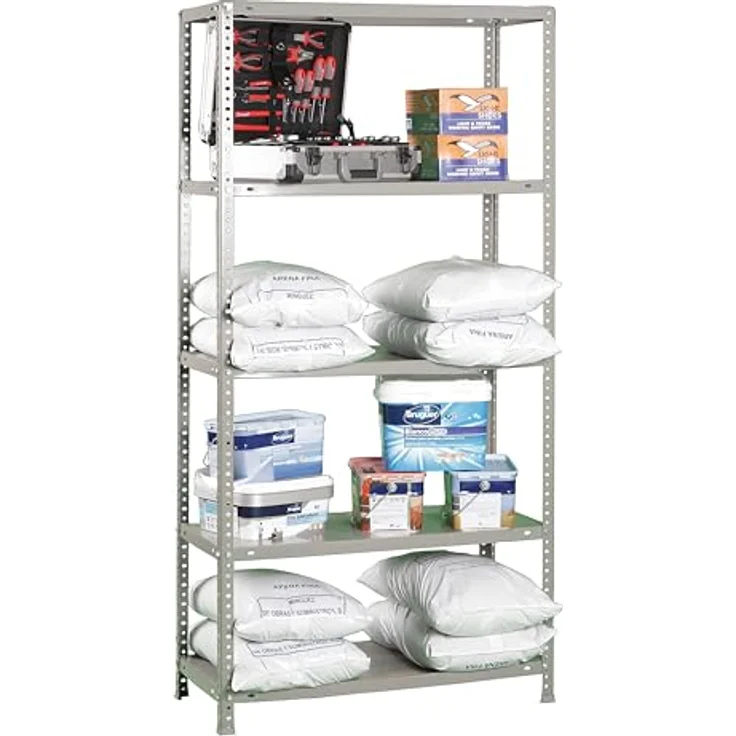 Simonrack Schwerlastregal, Lagerregal, 180 x 80 x 50 Metallregal, Kellerregal, Biegestelle 100 kg, 5 Fachböden, Grau - Comfort – Bild 8