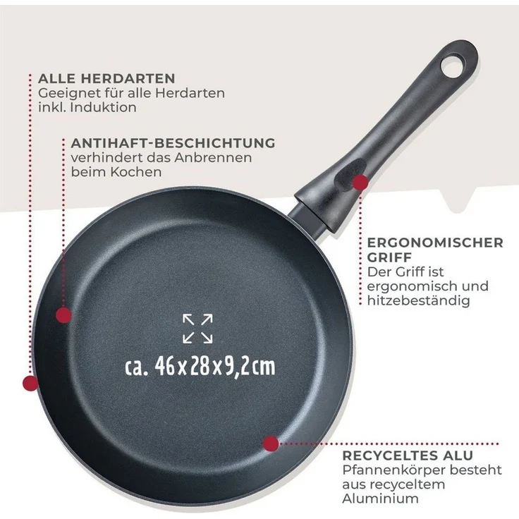 FACKELMANN Bratpfanne Arcadalina 28cm – Antihaft-Pfanne aus 90% recyceltem Aluminium mit ergonomischem Griff – Induktionspfanne zum Kochen & Anbraten – Bild 1