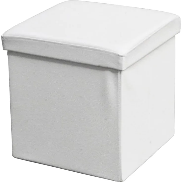 ECHTWERK Sitzwürfel StoreCube, faltbar, circa 38 x 38 x 38 cm, Kunstleder, Aufbewahrungsbox, weiß