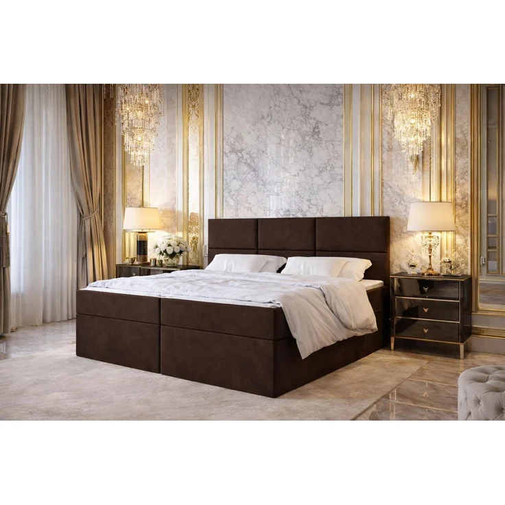 KRISAN MÖBEL Kontinentalbett DREAM2 Braun mit 2 Bettkasten und ergonomischem Topper, Bonell-Federkern Matratze, 160 x 200 cm Bronze – Bild 5
