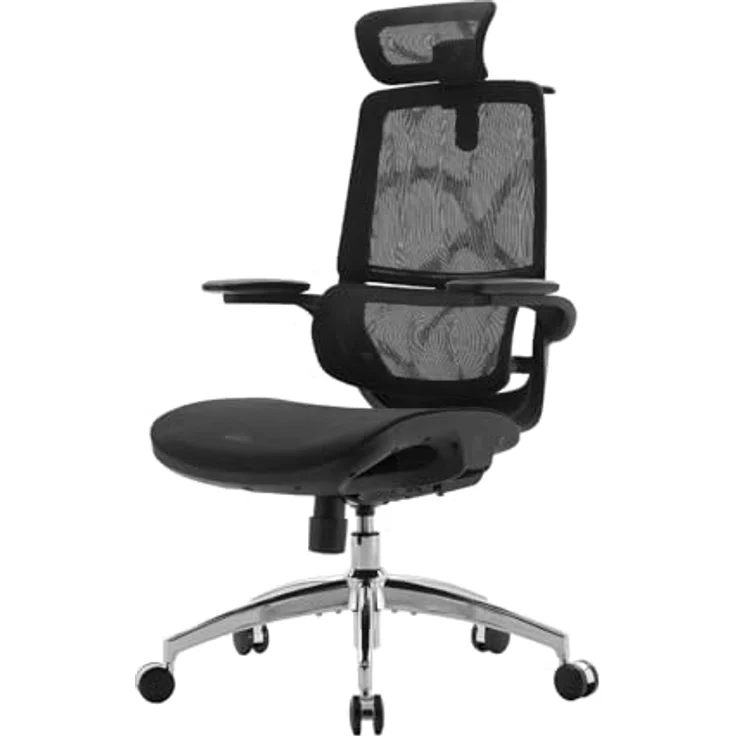SIHOO M59AS Ergonomischer Bürostuhl mit Doppelsitzlehnen, adaptiver Lendenwirbelstütze und 3D-koordinierbaren, hochklappbaren Armlehnen, Mesh-Schreibtischstuhl für das Homeoffice (Schwarz) – Bild 1