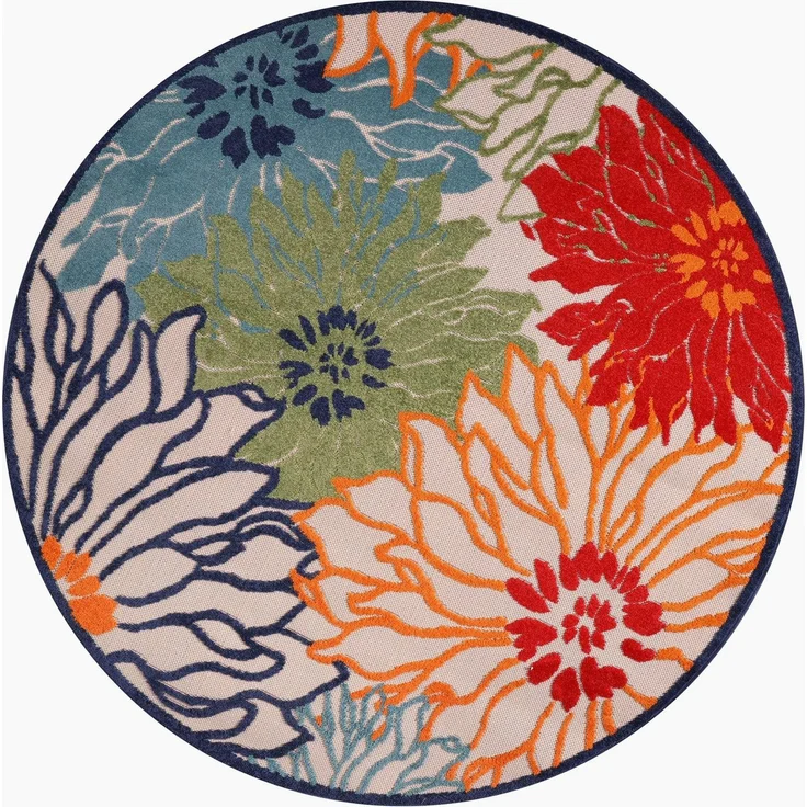 Sanat Teppich Floral 2 Outdoor, rund, Höhe: 6 mm, In- und Outdoor geeignet, florales Design, Balkon, Terasse – Bild 5
