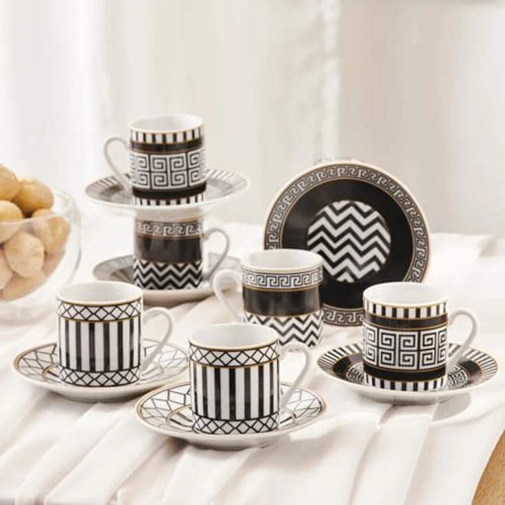 Karaca Kaffeeservice Karaca Helenistik für 6 Personen Kaffeetasse, 80 ml, Porzellan – Bild 3