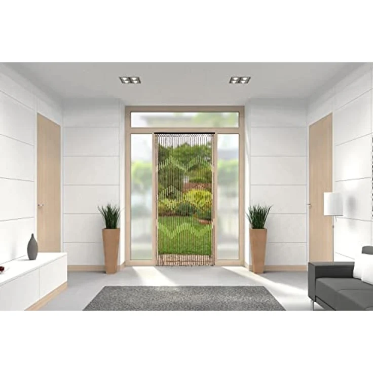 Kobolo Türvorhang Holzperlenvorhang Valencia mit Zackenmuster 90x200 (1 St), Ösen, transparent – Bild 3