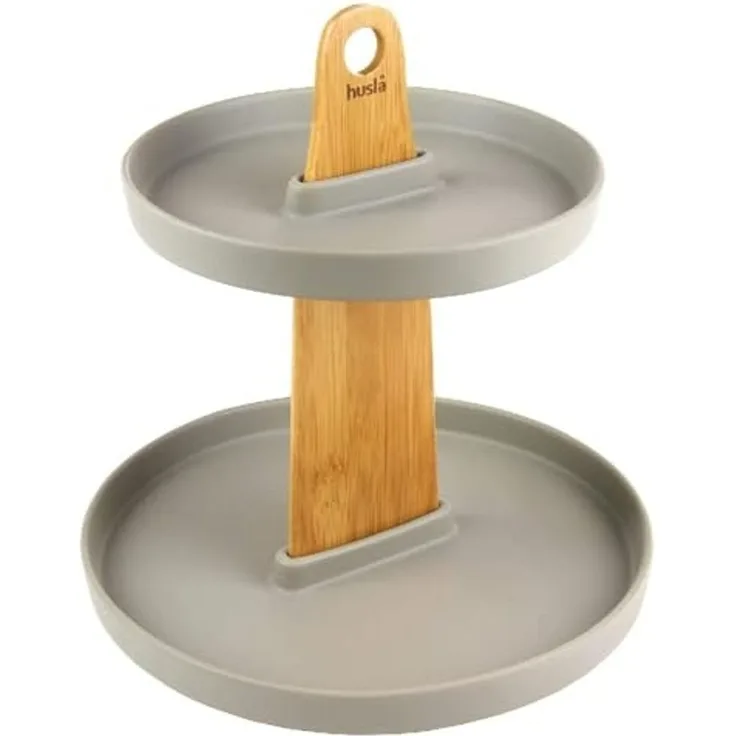 Husla Husla zweistöckige Platte, Keramik und Holz 8380
