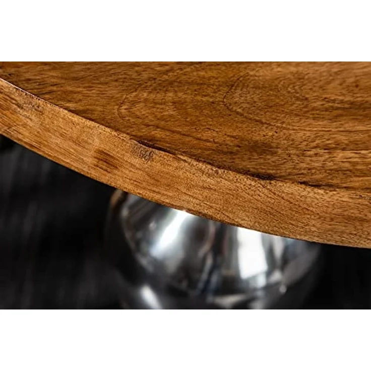 riess-ambiente Beistelltisch EXTRAVAGANCIA 60cm natur / silber (Einzelartikel, 1-St), Wohnzimmer · Mango-Massivholz · rund · Säulenfuß aus Metall · Design – Bild 5