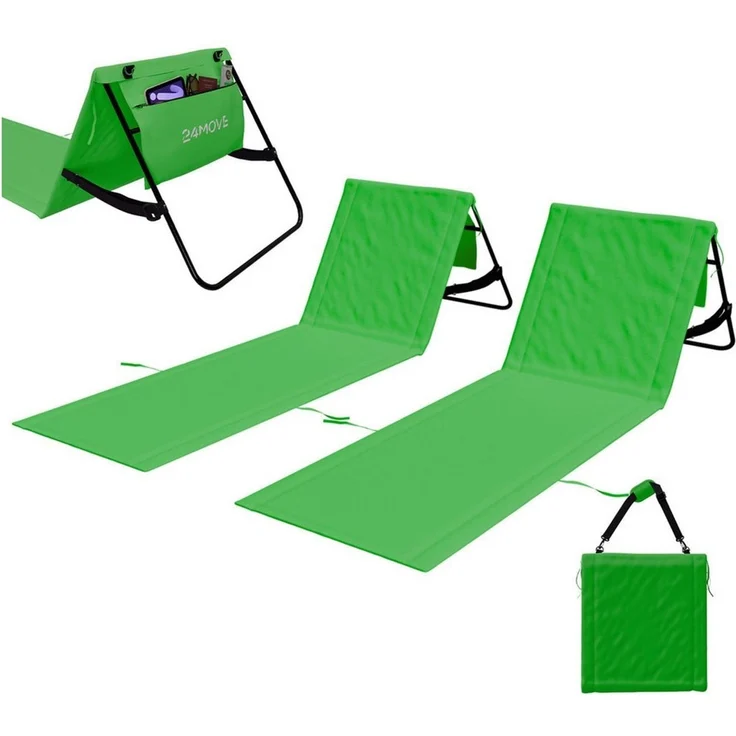 24Move Strandtuch, Strandmatte Set, Klappbare Campingliege, Tragetasche, (für Urlaub oder Garten), faltbar Tasche und Gurt, 2er Set, grün, Strandtuch – Bild 2