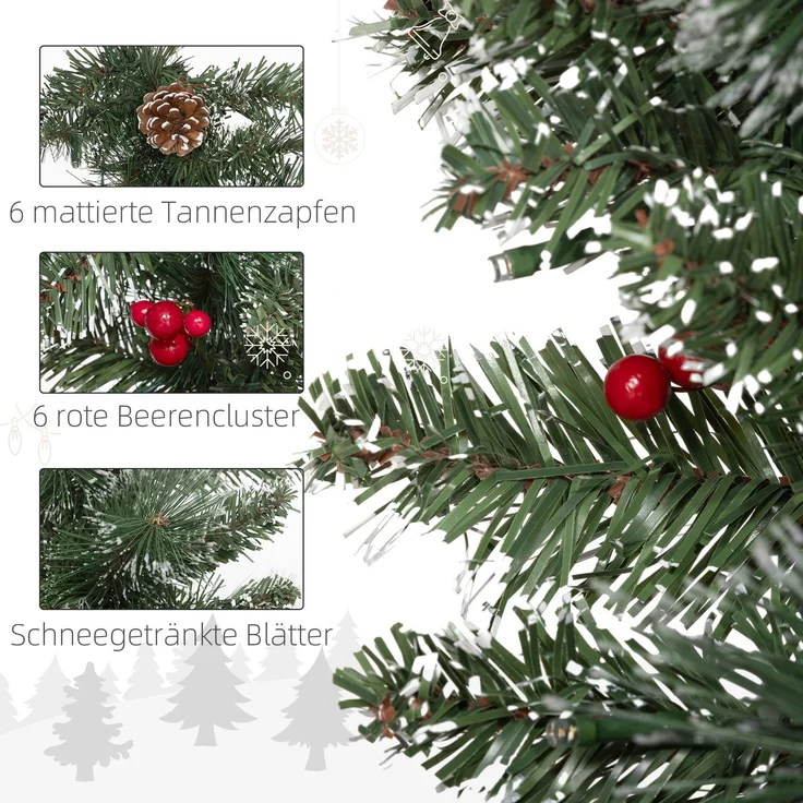 HOMCOM Weihnachtsgirlande, Kunststoff, Metall, Grün, 180L x 30B x 30H cm – Bild 7