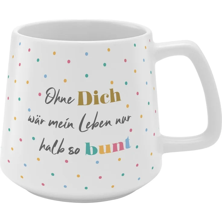 GRUSS & CO Tasse konisch "Bunt" | Steinzeug, 43 cl, mehrfarbig | Geschenk Freunde, Geburtstag, Ostern | 48995 – Bild 1