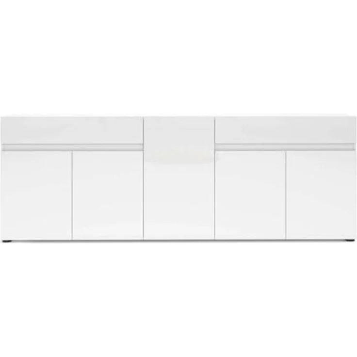 Dmora - Kommode Bethal, Wohnzimmerbuffet, Wohnzimmer-Sideboard, Moderne Küchen-Speisekammer, Made in Italy, 225x38h79 cm, Glänzendes Weiß – Bild 5