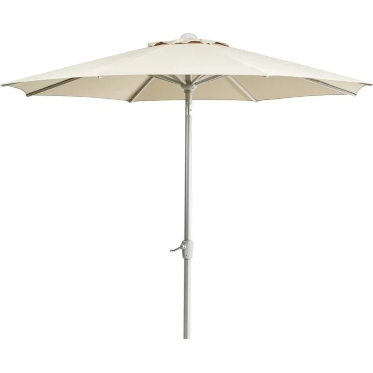 Sonnenschirm Abriola aus Aluminium und Polyester, neigbar, rund, Champagne, Ø 270 cm