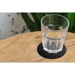 MuchoWow Glasuntersetzer Leder - Strukturiert - Schwarz - Grau, Zubehör für Gläser, 6-tlg, Getränkeuntersetzer, Rund, Tassenuntersetzer Kork, 10x10 cm