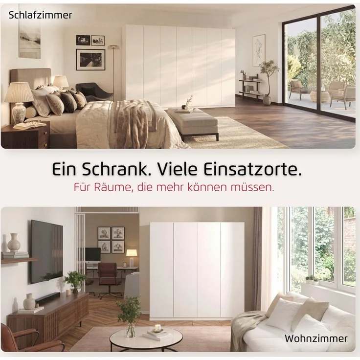 rauch Kleiderschrank Schrank Möbel Schlafzimmer Garderobe Kinderzimmer WELTNEUHEIT ELVIK (3 Ausstattungsvarianten - Breiten 47-405 cm, Höhen 187/212/231 cm) PATENTIERTES SCHNELLMONTAGESYSTEM mit Push-to-open MADE IN GERMANY – Bild 3