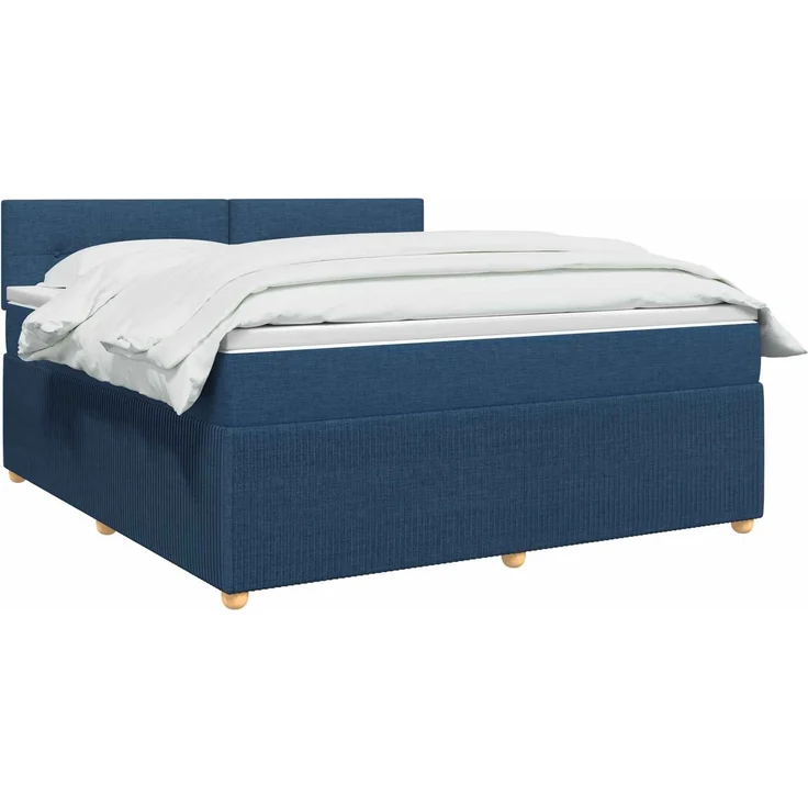 vidaXL Boxspringbett mit Matratze mit Kopfteil Blau 140 x 200 cm Stoff 3451488 – Bild 3