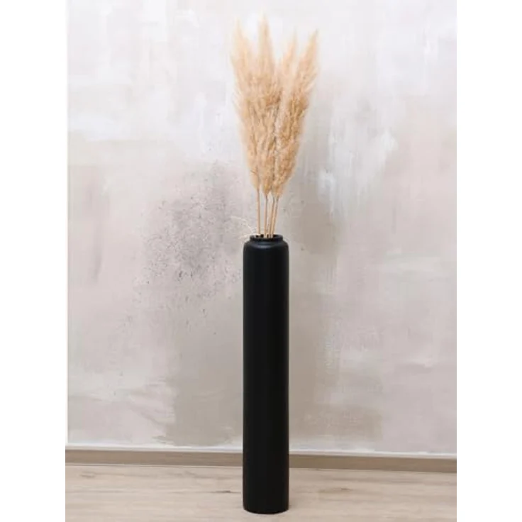 VIVANNO Bodenvase DIRETO 80, Fiberglas in Schwarz Matt, ideal für Pampasgras und Trockenblumen, standfest und leicht – Bild 2