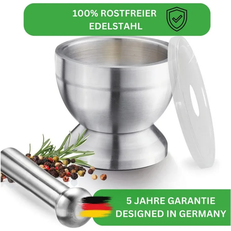 Thiru Mörser Premium mit Stößel und Deckel Ø 10 cm