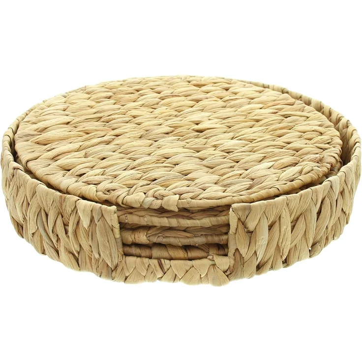 5 tlg. Platzteller Set "Nature" aus Wasserhyazinthe, Ø 32 cm, 4 Untersetzer + Aufbewahrung, Tischset, Platzset – Bild 2