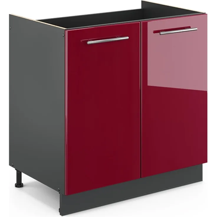 Spülenunterschrank Fame-Line Bordeaux Hochglanz 80 cm ohne Arbeitsplatte Vicco