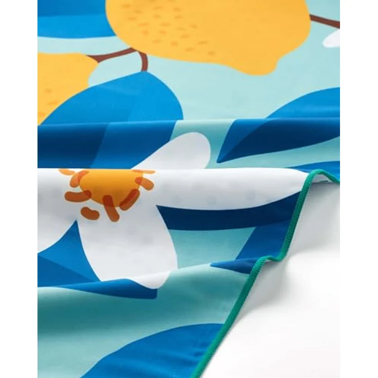 Fit-Flip Strandtuch XXL Mikrofaser, leicht und schnelltrocknend, 100% recyceltes Handtuch, Lemon Flowers, 160x90cm – Bild 2