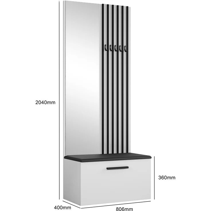 AX LIVING Kleiderschrank mit Spiegel Rosanno II - 80,6 cm, Grau JS100 – Bild 3