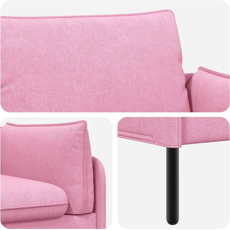 vidaXL 3-Sitzer-Sofa Rosa 222 x 81 x 89 cm Stoff 42048640 – Bild 6