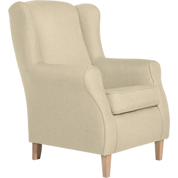 Ohrensessel Karlen Bezug Flachgewebe Buche natur / beige 22008