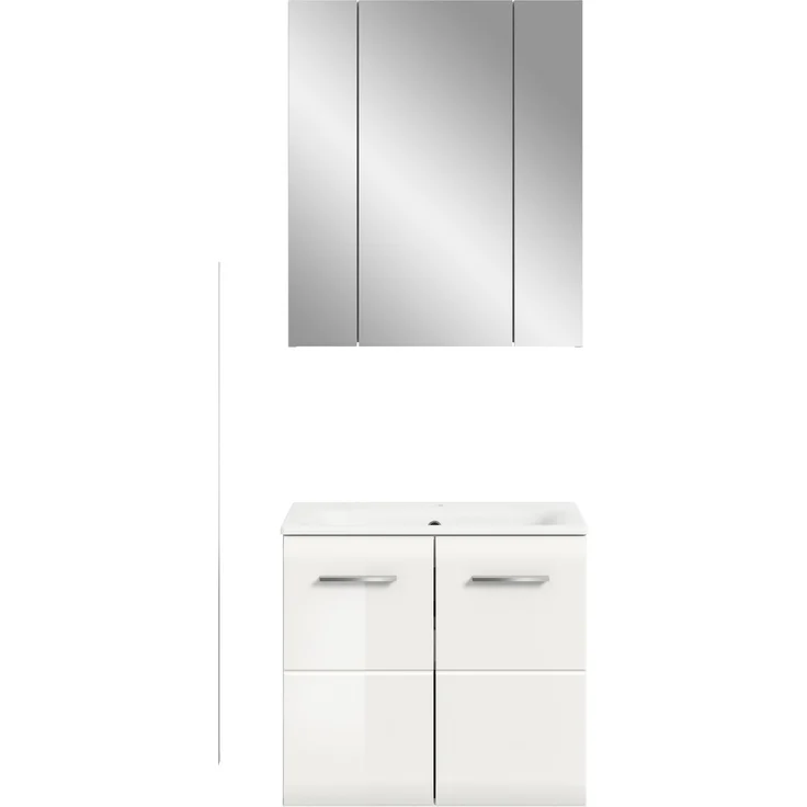 Badkombination (B/H/T: 60x185x46 cm) in weiß hochglanz tiefzieh – Bild 2