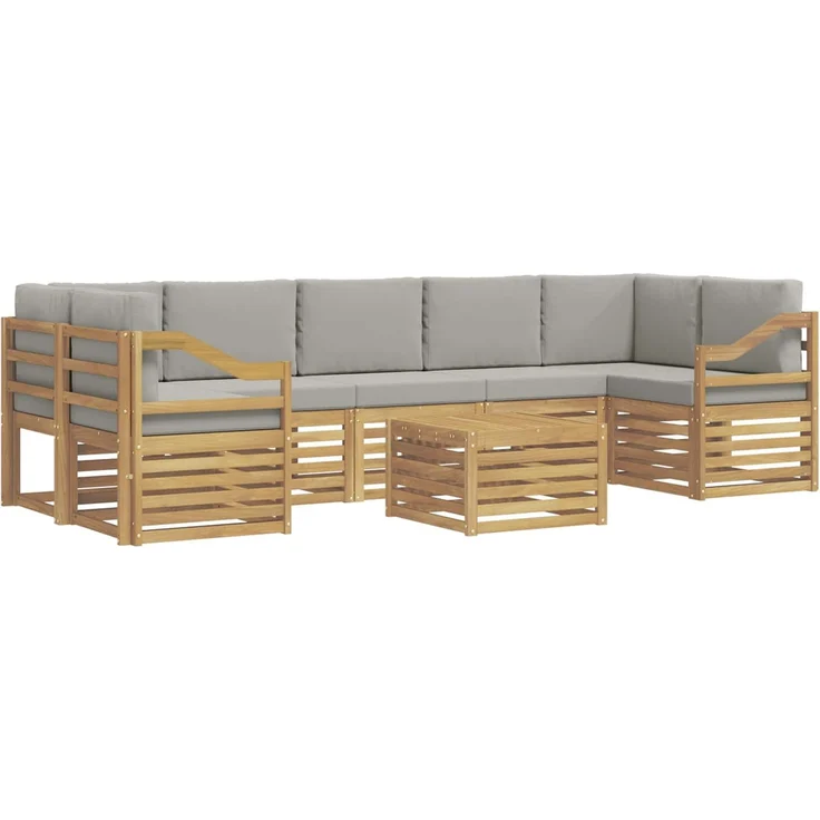 vidaXL Outdoor-Sofagarnitur 8 stk. 7-Sitzer Weiß und Hellgrau 3391571 – Bild 2