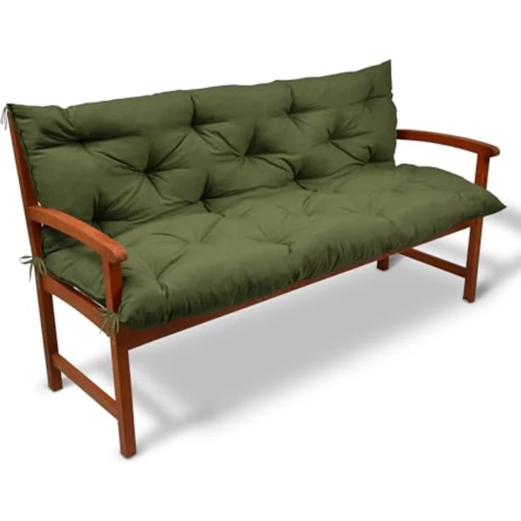 Beautissu Bankauflage Flair BR Olivegrün, 100x50cm, Sitzkissen für Gartenbank mit Rückenlehne und UV-Lichtechtheit 5 – Bild 4