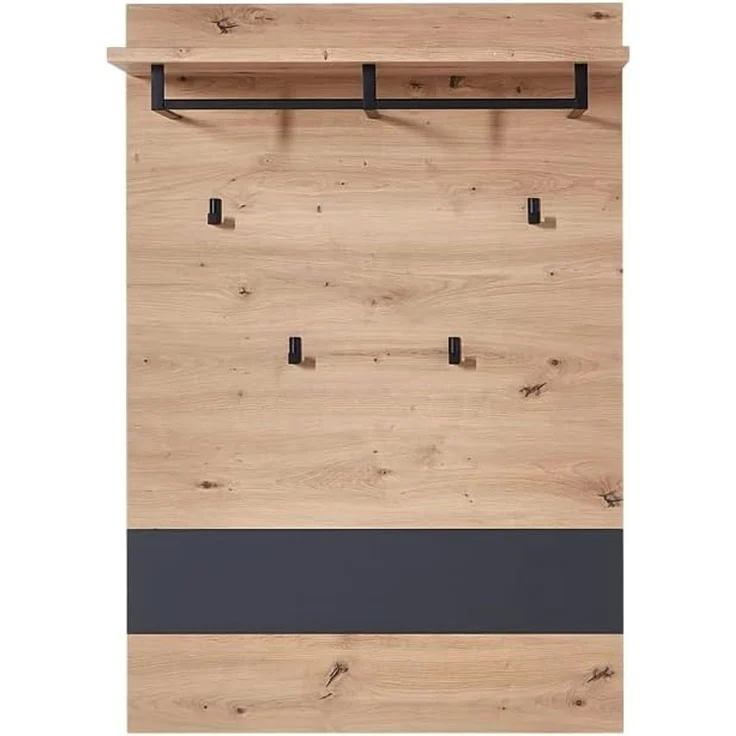 moebel-dich-auf Garderoben-Set MELBOURNE, (Komplettgarderobe, Garderobenschrank + Paneel + Bank + Spiegel + Schuhkommode), in Artisan Eiche MDF, Absetzung graphit – Bild 5