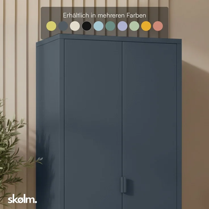 skølm 'Ituri' Kleiderschrank, Metall, 170x45x80 cm, anthrazit, Garderobe mit 4 Fächern und 2 Kleiderstangen – Bild 9