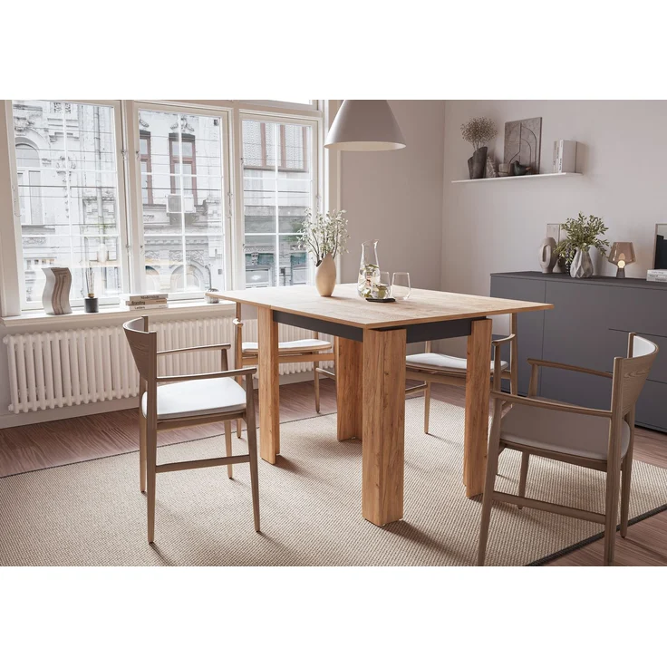 Shefa Esstisch Line Family ausziehbar 90-120 cm Eiche Goldkraft Anthrazit - Moderner Küchentisch – Bild 8