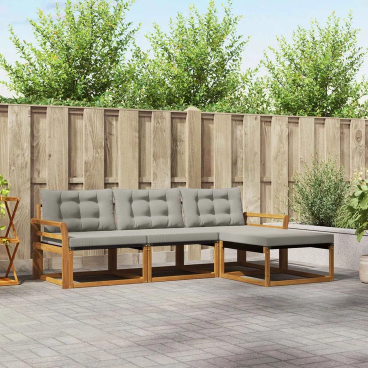vidaXL Outdoor-Sofagarnitur 4 stk. 4-Sitzer Natur und Hellgrau 3369338 – Bild 1